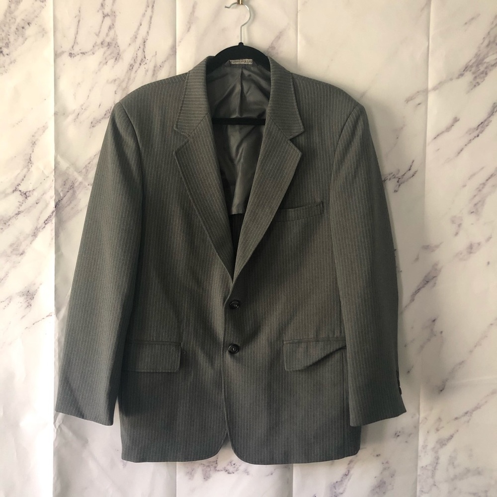 VINTAGE PERMA-PREST CLASSIC COLLECTION PINSTRIPED SPORT COAT SUIT JACKET MEN 42S